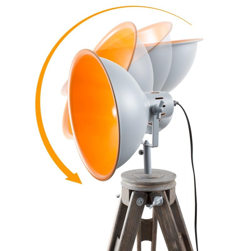 Gasoline - Lampadaire Trépied Factory_trep_proje - Bois & Métal - Tête Pivotante 360° - Design Industriel