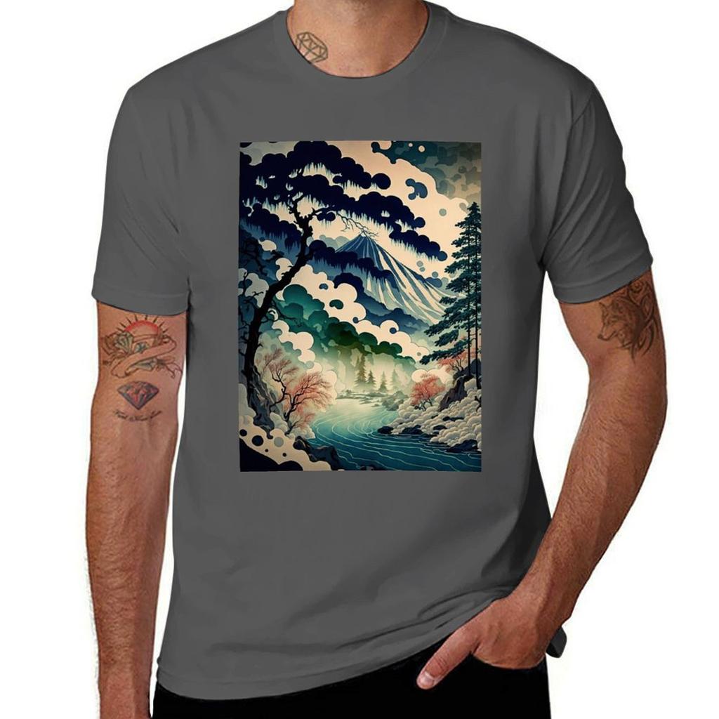 Ukiyo e style Landscape T-Shirt funny t shirts dark humor t shirt man luxury funny t shirts man T-Shirt
