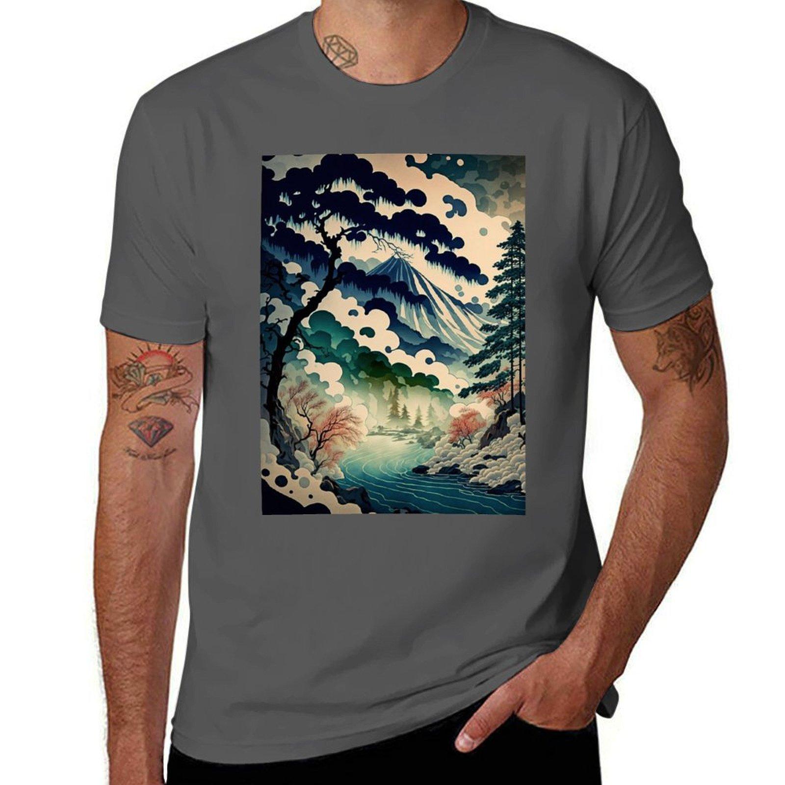 

Ukiyo e style Landscape T-Shirt funny t shirts dark humor t shirt man luxury funny t shirts man T-Shirt 4XL