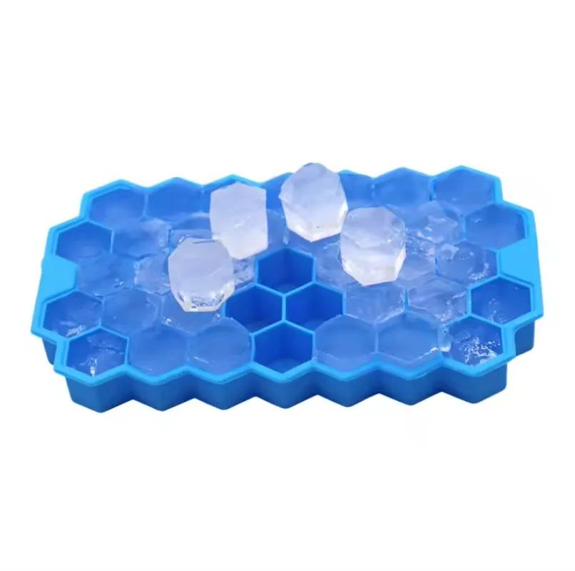 1PC Ice Cube Tray Silicone Flexible 37 Cubes Ice Trays Freezer with Lid for Chilled Drinks Whiskey Cocktails Kitchen Accessories