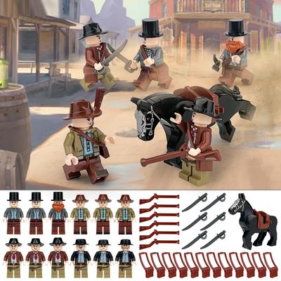 Cowboy Cavallo Arma Pistole Accessori Minifigure Parti Mattoncini da Costruzione Mattoncini Giocattoli
