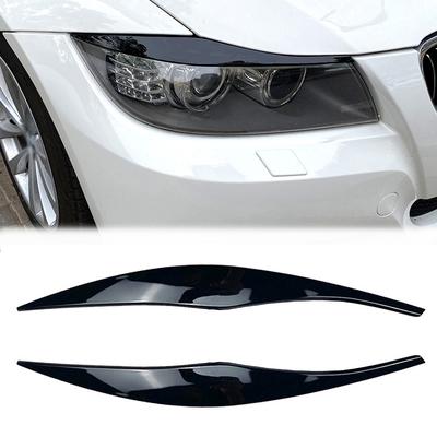 2 stücke Glänzend Schwarz Scheinwerfer Augenbraue Abdeckung für BMW 3 Serie E90 E91 Limousine Touring 2005-2012