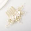 Famihot Hair Accessory Headpiece, Leaf and Seashell Flower Motif, Comb, Pearl Hairpin, 5-Piece Set, Hair Accessory for Weddings, Receptions,