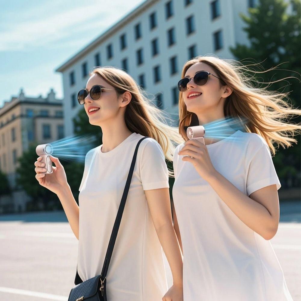 LED Display Handheld Turbo Fan 6 Gear Wind Pocket Fan Cooling Mini Portable Fan Makeup Setting