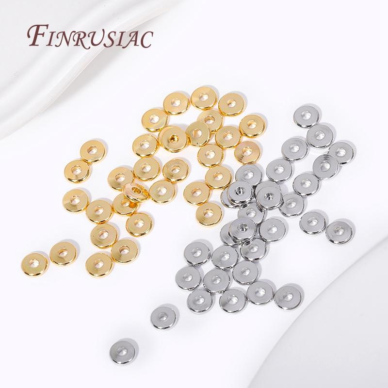 3mm-6mm Flat Spacer Beads 18K Gold Plated Brass Metal Beads Separators For Bracelets Accessories DIY Jewelry Making Supplies