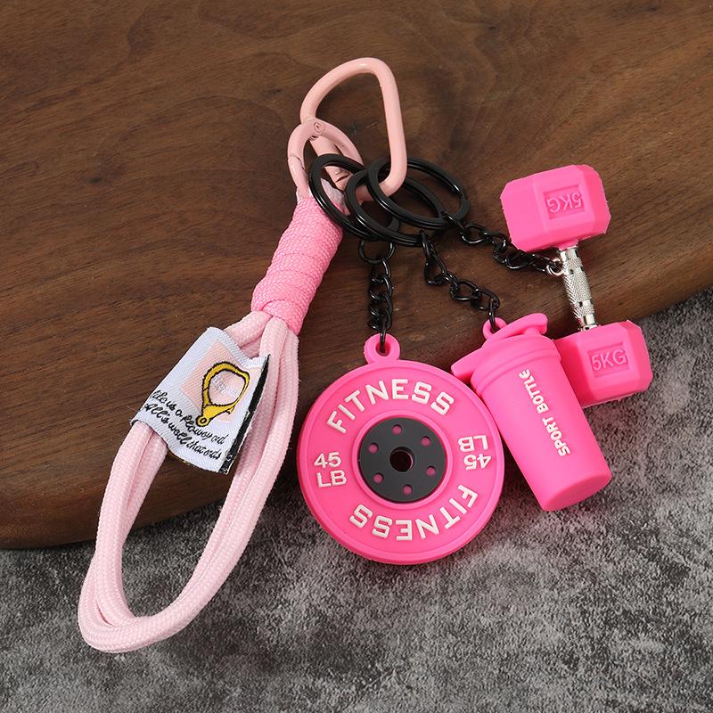 

1pc Trendy Fitness Barbell Pieces Creative Mini Keychain Pendants Couple Car Bags Gym Keychains Sports Accessories