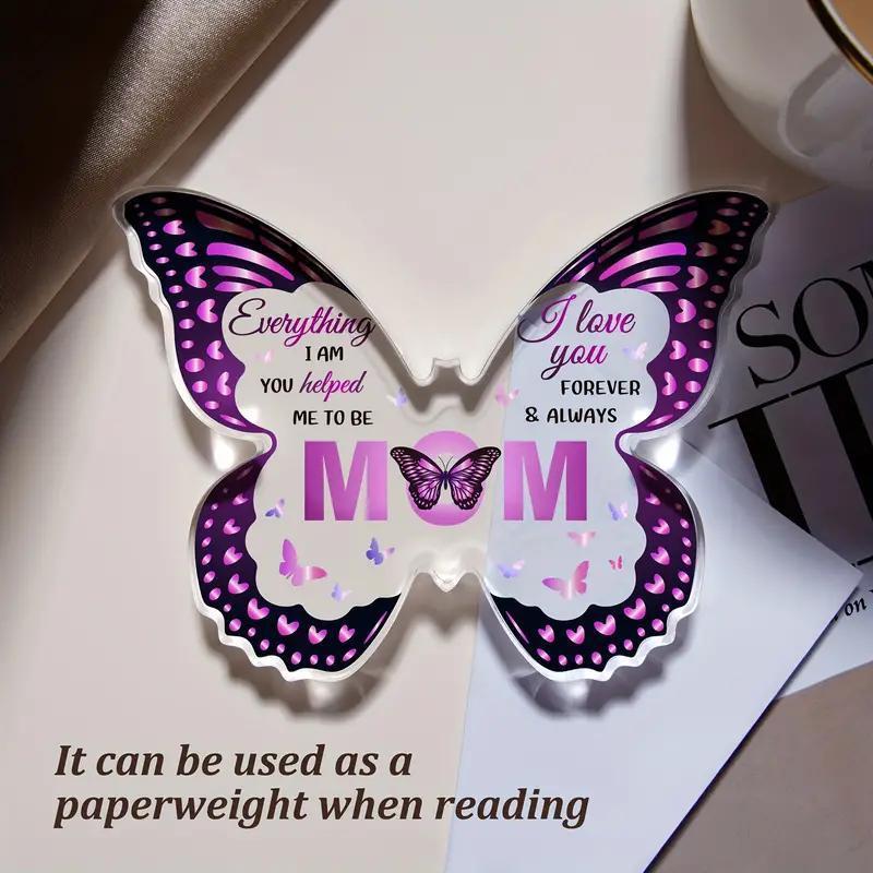 Mother's Day Acrylic Decoration, Mom Purple Butterfly-shaped Acrylic Decoration Gift for Mother, Party Decoration Bookshelf Desk Table Decoration, Nu