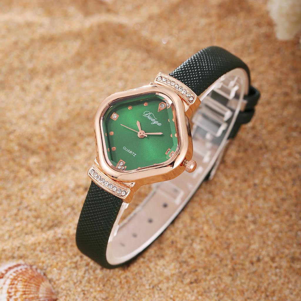 Fashion Womens Square Dial Quartz Watch With Faux Leather Strap For Casual Wear