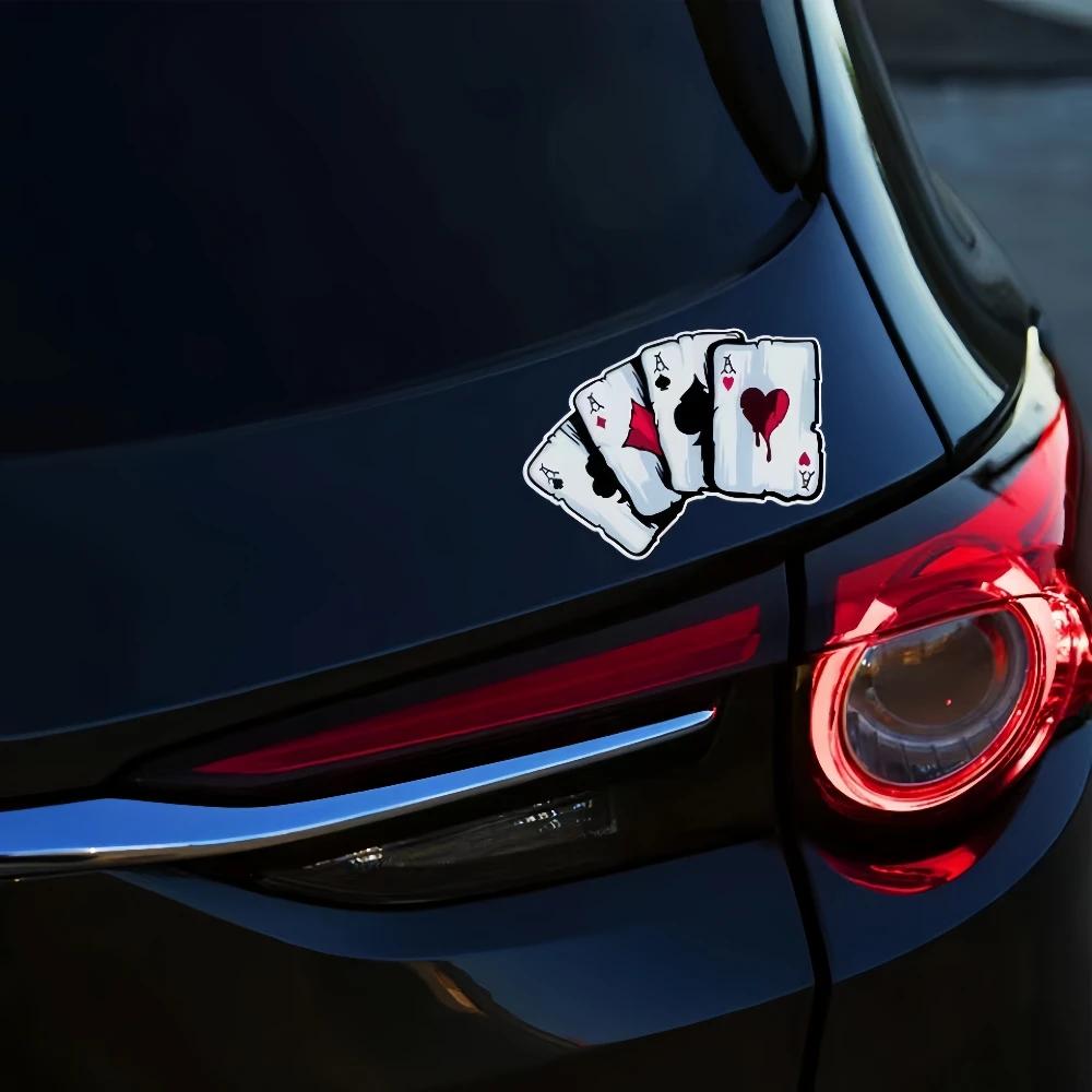 Reflective Car Stickers Playing Card a & Poker Monster Hat Design Multipurpose Vehicle Decals for Styling