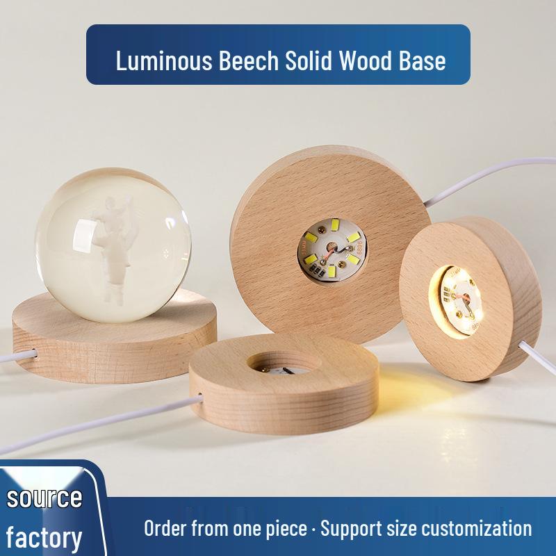USB Oak Crystal Night Light with Glowing Base