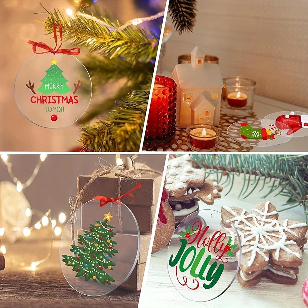 6/20Pcs/Lot Acrylic Clear Circle Discs Keychain Set with Leather Tassel Pendant Jump Rings for Vinyl Kit DIY Keychain Vinyl Crafting