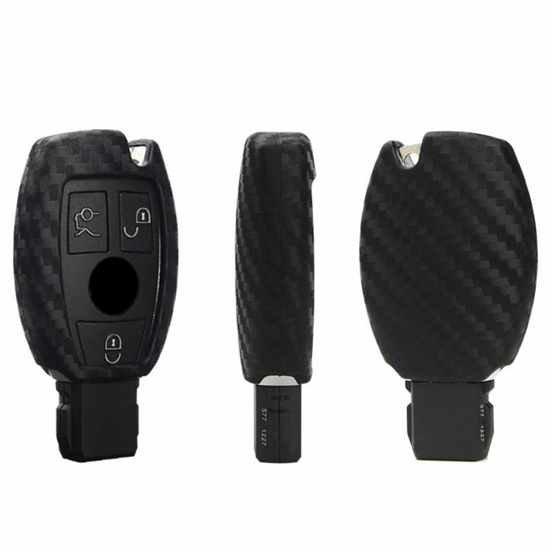 Carbon Fiber Pattern Soft Silicone Key Case Cover for Mercedes for Benz B200 C180 E260L S320 GLK300 CLA CLS S400 Car Styling