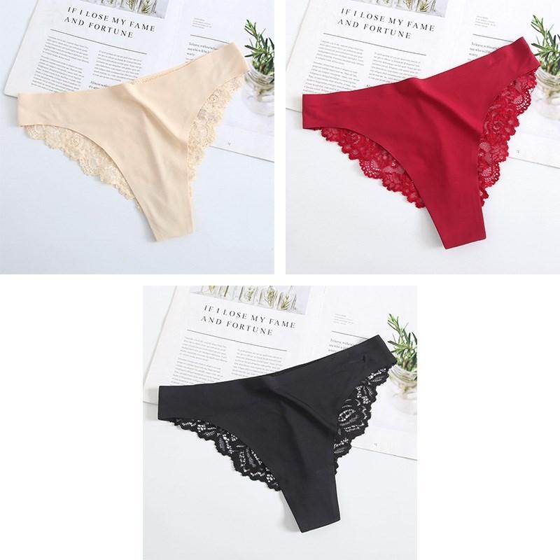 3 Stück Damen Sexy Dessous Slips Spitze Übergröße Slips Niedrige Taille Unterhosen Intimbekleidung Nahtlose Slips Seidenhöschen Damen Tangas