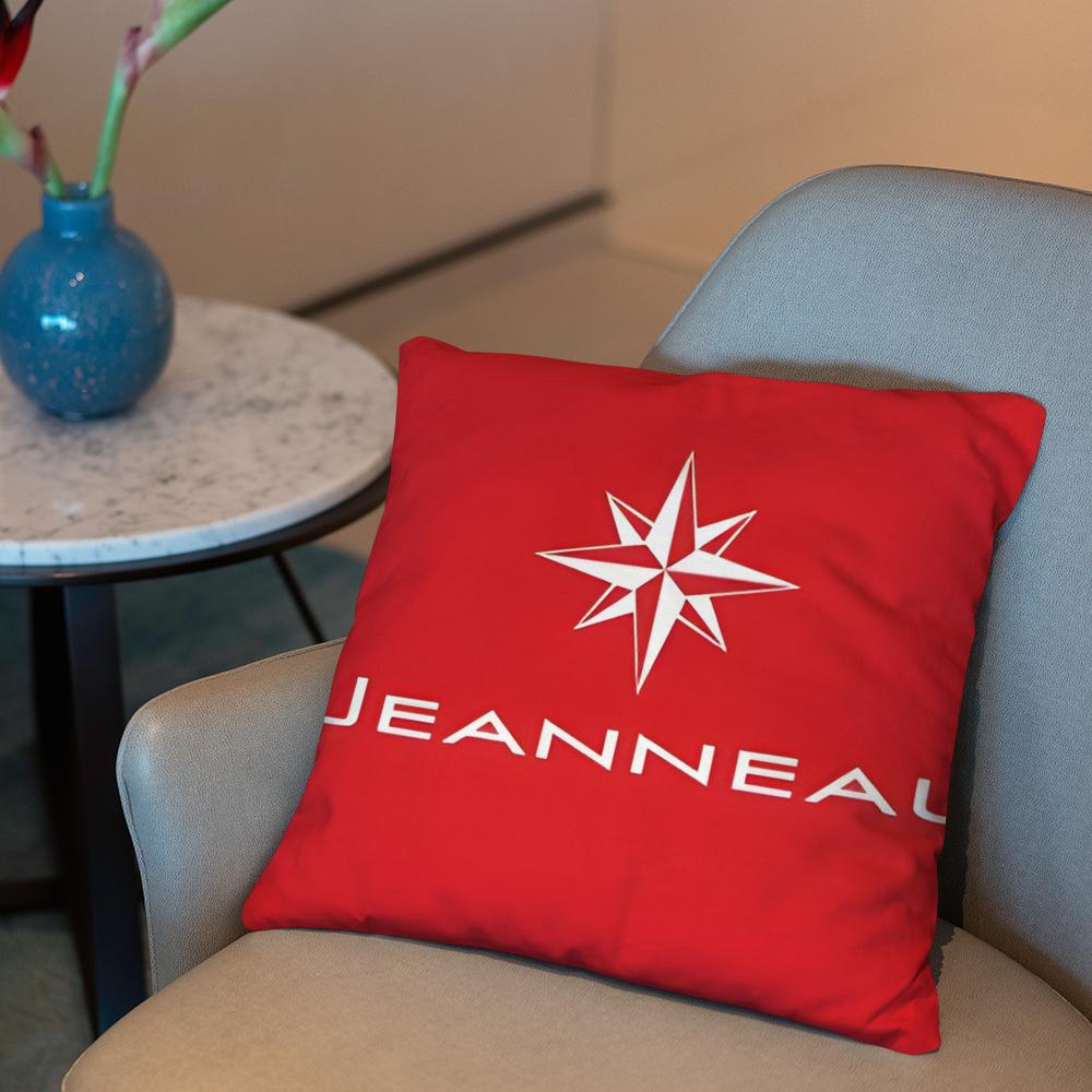 J-JEANNEAU logo Cushion Cover 2-in-1 Reversible Plush Pillow Cover | Car/Sofa/Bed | Perfect Gift