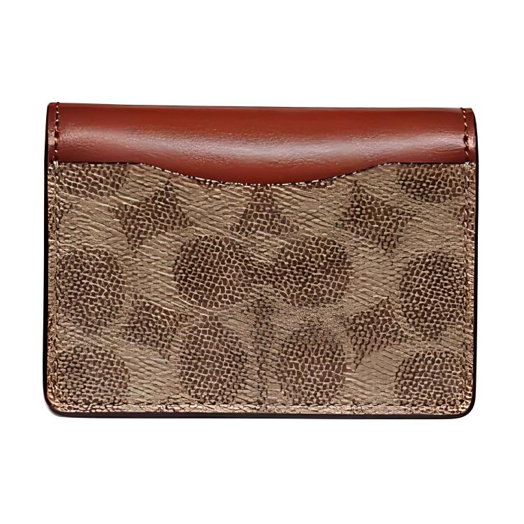 New COACH Canvas With Leather Crossbody Bag Card Holder Women's Brown C7211-B4NQ4