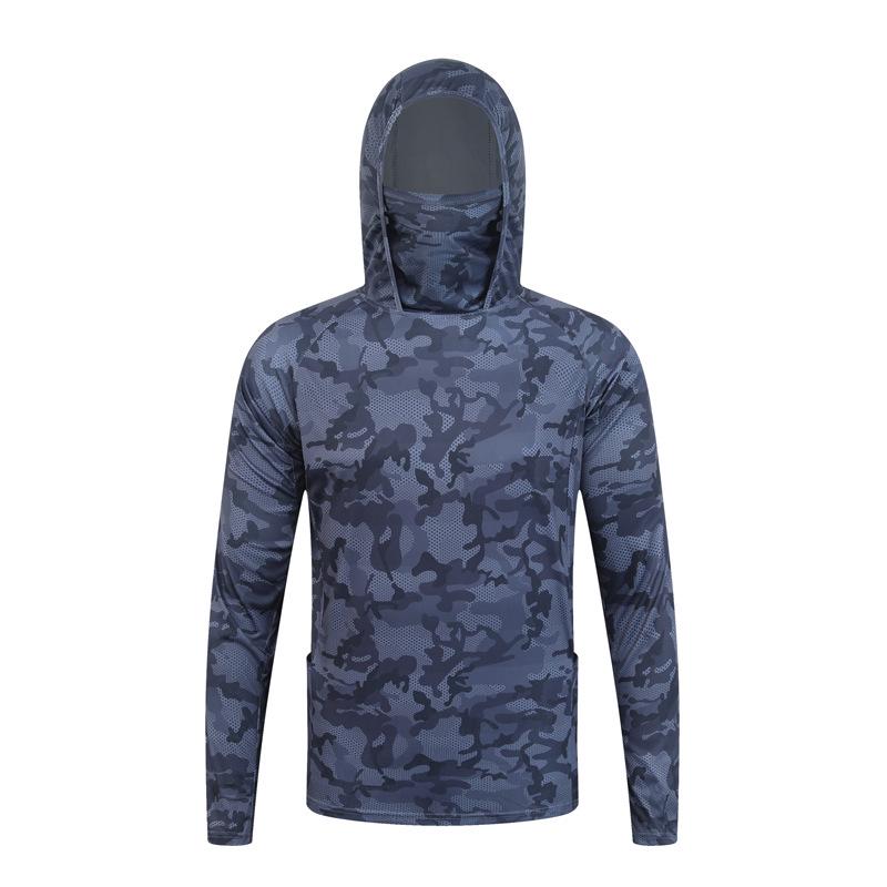 Men's Summer Breathable Camouflage Hooded Long Sleeve Sun Protection Fishing Shirt
