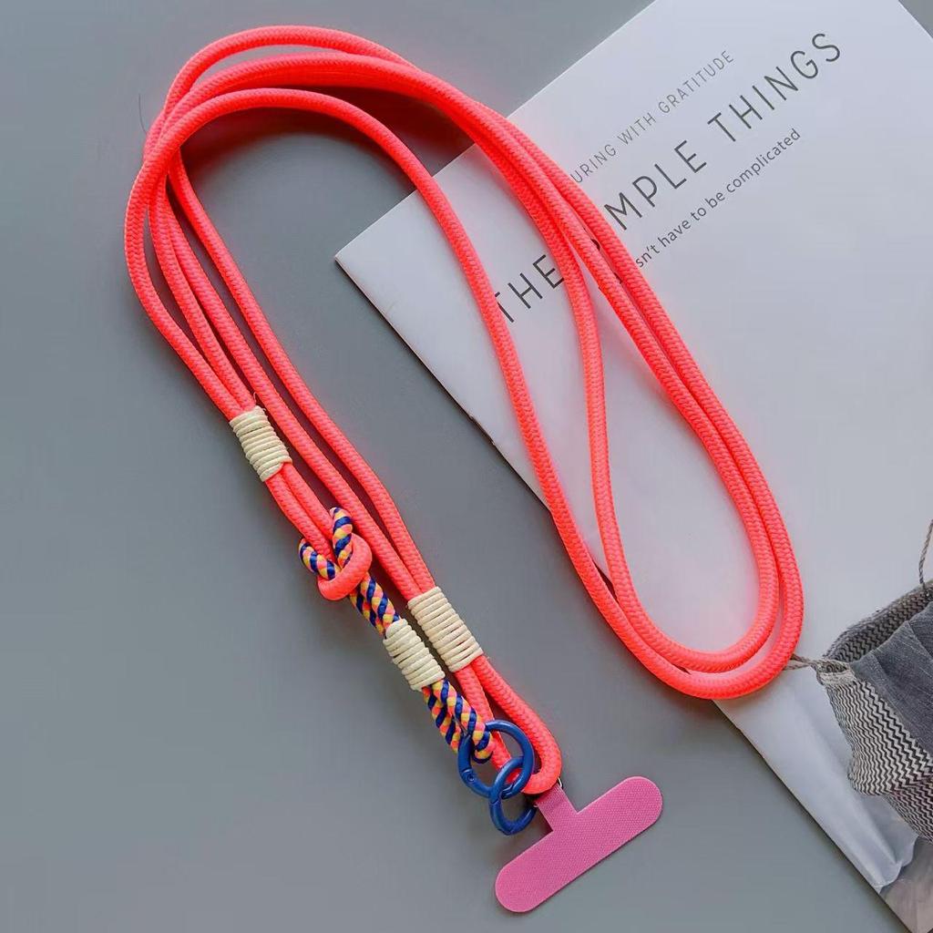 Color-Block Woven Crossbody Mobile Phone Case with Anti-Drop Lanyard