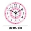 Teaching Time Clock For Kids 8-Inch Kids Room Wall Decor Analog Clock Non Ticking Telling Time Teaching Clock Silent Learn To