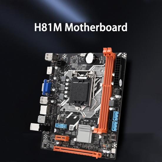 

Материнская плата компьютера H81M M-ATX LGA 1150 DDR3 SATA3.0 HDMI-совместимая VGA Многопортовая настольная материнская плата Компьютерные аксессуары