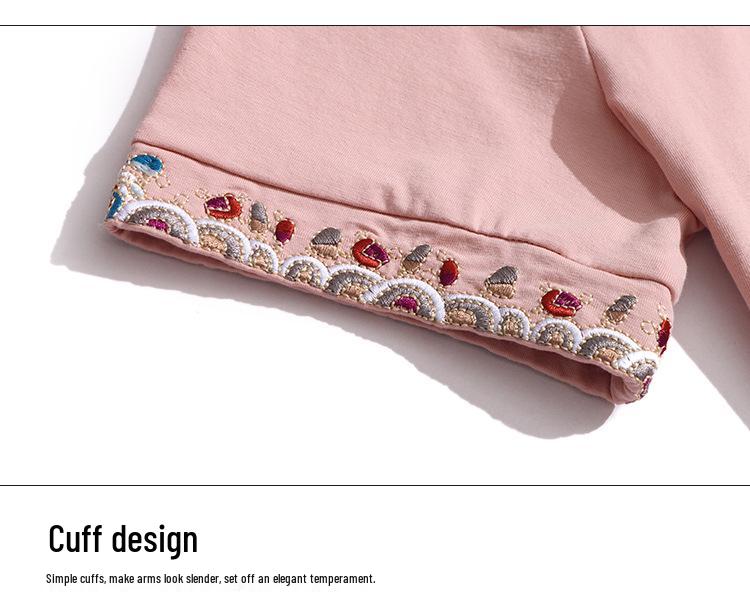 Besticktes Sommer Freizeit Kurzarm T-Shirt für Frauen mittleren Alters