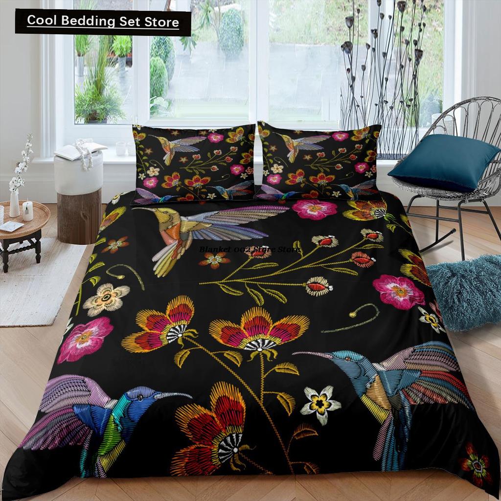 Cartoon Bird Print King Queen Duvet Cover Colorful Cute Pet Birds Bedding for Adult Fashion Animal 2/3pcs Polyester Quilt Cover