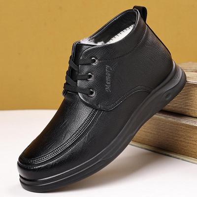 Pánské kožené boty s vysokým svrškem pro rok 2025, business formální/casual, teplé bavlněné boty na podzim/zimu
