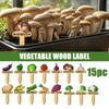 15 Stück/1 Set Holz Gartenetiketten Gemüse Namensschild mit Muster Innen Außen Topfpflanzen Lustige Pflanzenidentifikationsmarker