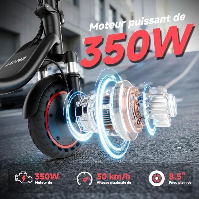 Electric Scooter with Seat - Ladped H2 PRO - 30 Km/h - 350W Motor - 36V/9 Ah - 8.5” Tires - Foldable Adult Scooter
