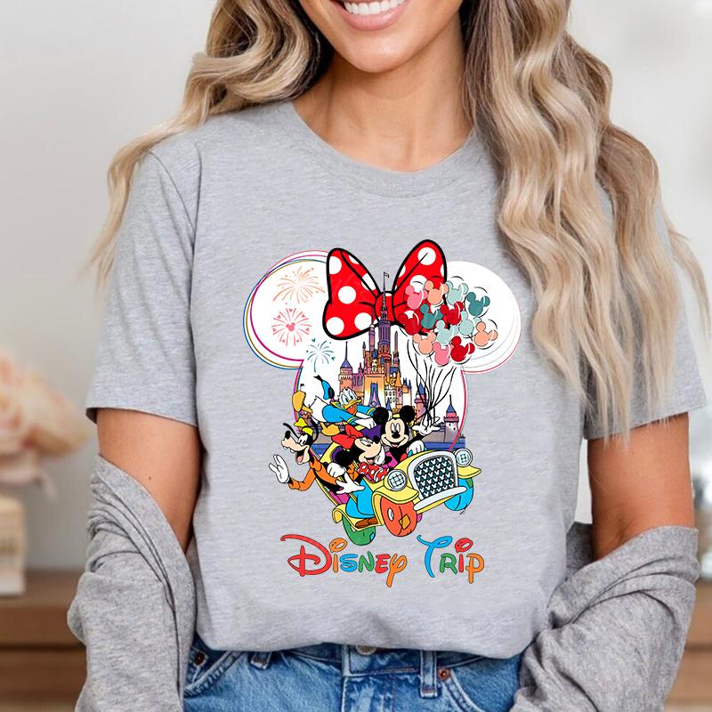 Miniso 2025 Disney Trip Mickey Minnie Mouse TShirts Y2k Fashion Female Streetwear Casual Tops Cotton Casual Loose Short Sleeve