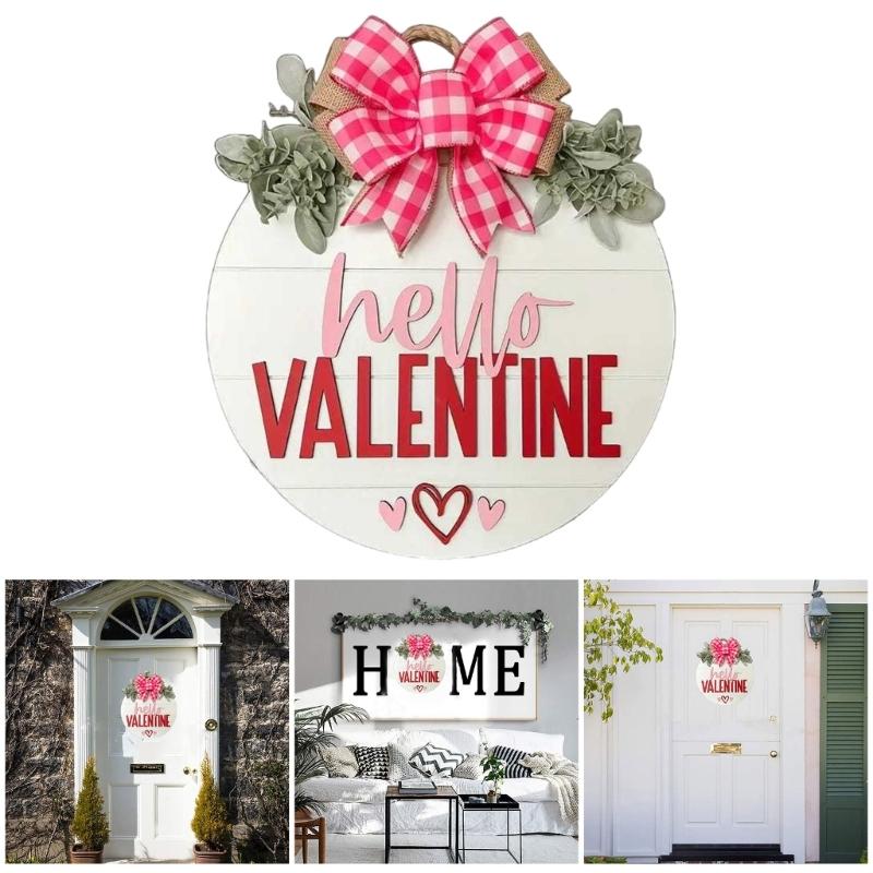 Plaids Vermelhos Laços Placas de Porta para o Dia dos Namorados para Melhorar a Decoração da Casa e Celebrar o Amor
