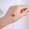 Fashion Love Memory Red Maple Leaf Pendant Necklace - Cute Romantic Women's Stainless Steel Jewelry Female Neck Chain