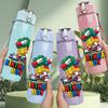 1PC Stacked Gift Box Birthday Print 750ml Color Plastic Sports Water Bottle Leakproof Flip Straw Lid Suitable for Sports Office Home Use