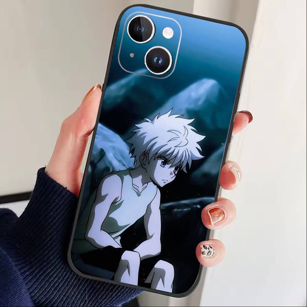 D-Killua Zoldyck H-Hunter X Hunter Phone Case For iPhone 17 16 15 14 13 12 Max Plus Silicone Black Cover