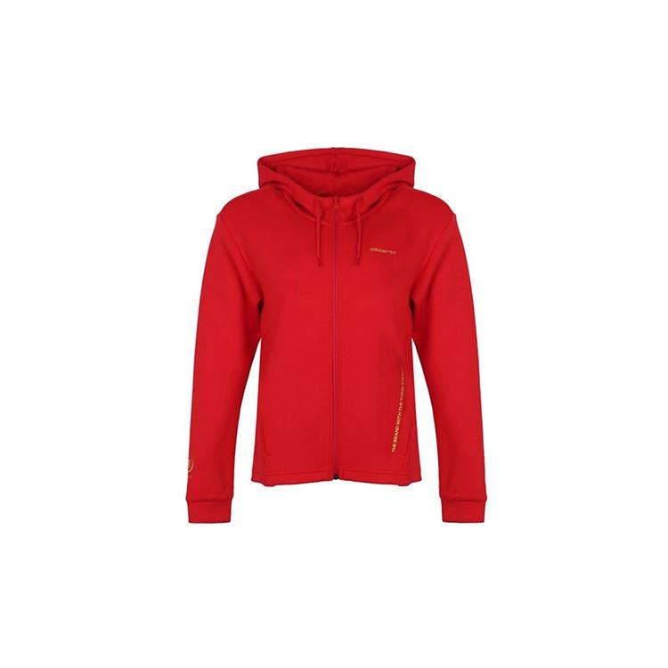 (WMNS) adidas neo Flowers Printing Sports Drawstring Hooded Jacket Red Women s DZ7598 M