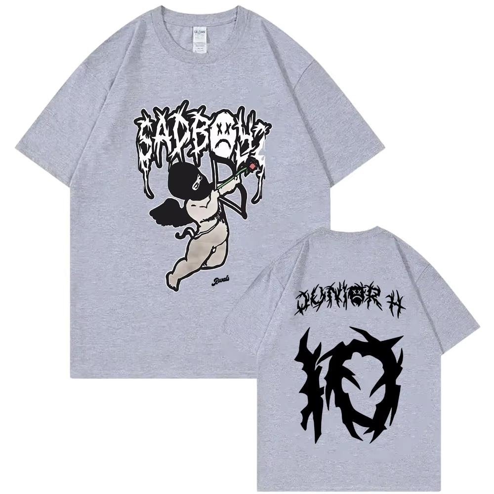 Singer Junior H Sad Boyz Graphic T-shirt Summer Men Women Hip Hop Oversized Harajuku Short Sleeve Men's Casual Pure Cotton Tees