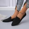 Elegant Office Women Loafers Ladies Hollow Knitting Breathable Solid Color Pointed Toe Mesh Shallow Mouth Flat Casual Shoes