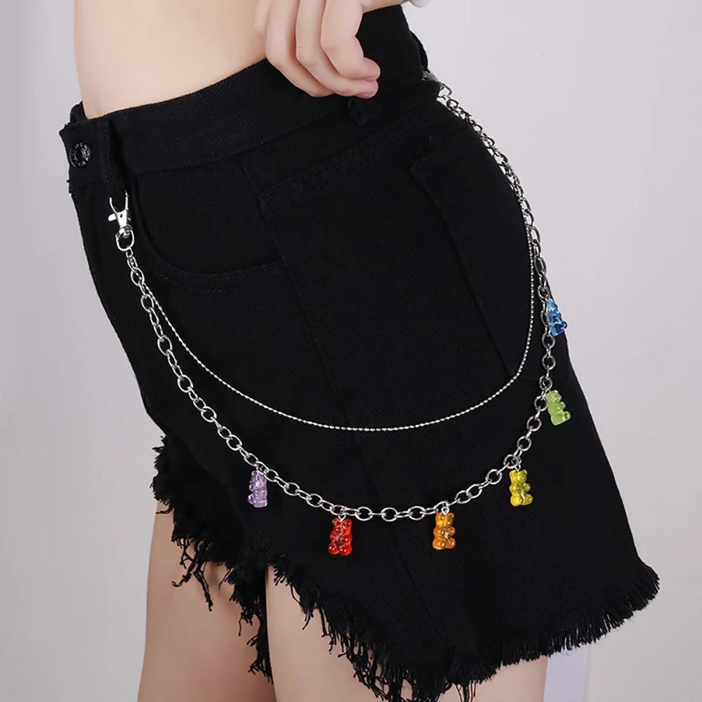 Punk Personality Women Girl Hip Hop Student Jewelry Gift Bear Waist Chain Jeans Chain Belt Chain