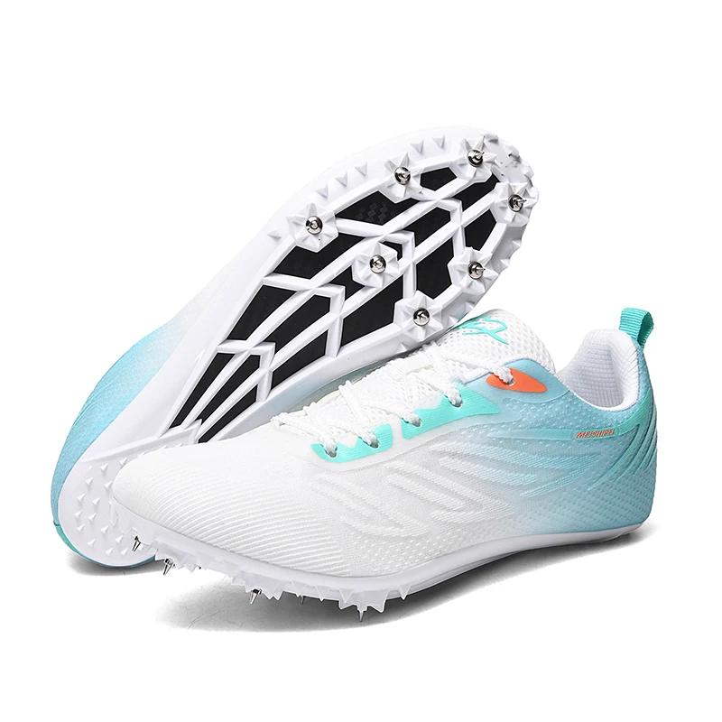 Schuhe Training Damen Herren Laufbahn Trainer Unisex Leichte Turnschuhe Anti-Rutsch Leichtathletik Neueste Spikes Laufschuhe 37 white
