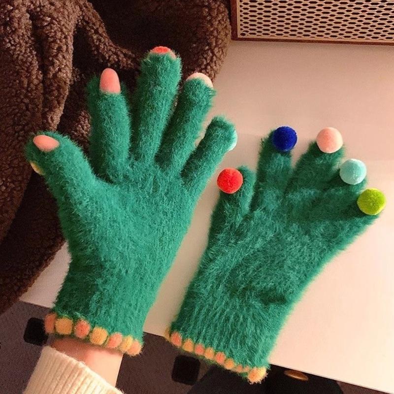 Winter Warm Touchscreens Gloves Faux Furs Texting Gloves Fuzzy Soft Winter Gloves for Outdoor Skiing Cycling Hiking