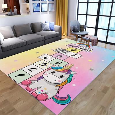 Tappeto da gioco per bambini con motivo a cartoni animati, in flanella antiscivolo, per la casa, il soggiorno, la camera da letto, la cucina, lavabile in lavatrice.