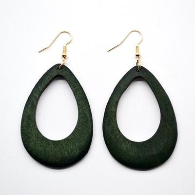 Organic Dangle Earring Women Girls Brown Jewelry Gifts African Beautiful Wedding Party Exquesite Wood Hollow 1Pair 36 Colors Round Water Drop