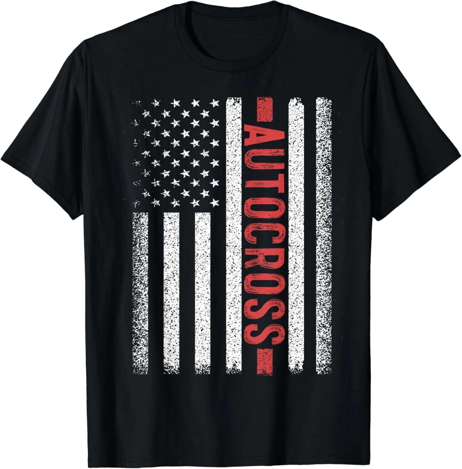 

Autocross American Flag 4th of July Solo Auto-x Gifts Unisex T-Shirt 4XL