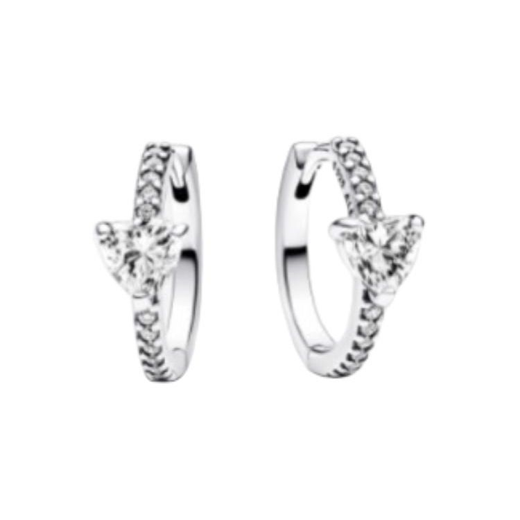 Pandora Heart Shaped Hollow Solid Color 925 Silver Earrings Women earrings 293101C01 Box
