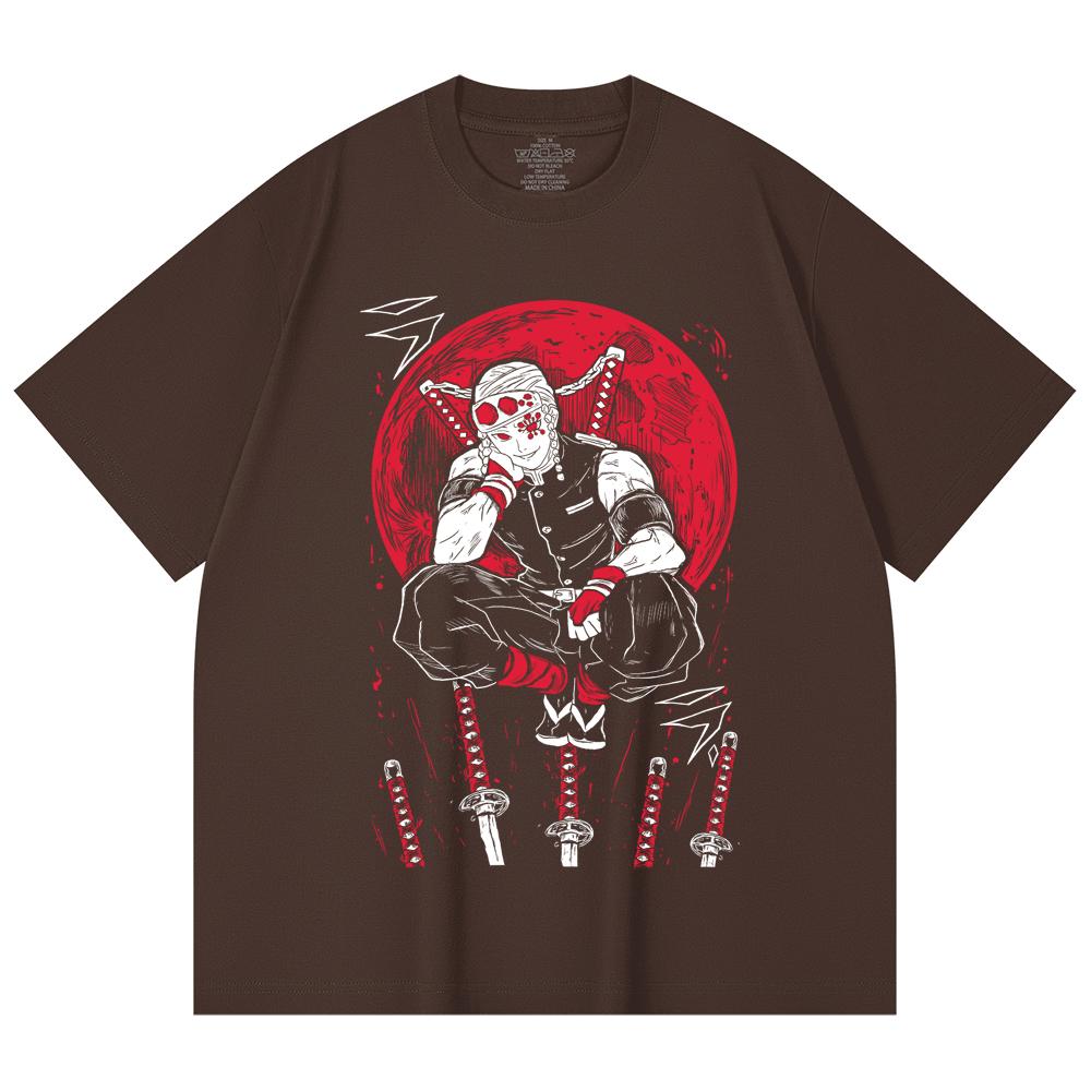 230 Gsm 100% Cotton Demon Slayer V48 Uzui Print Unisex Heavy Cotton T Shirt