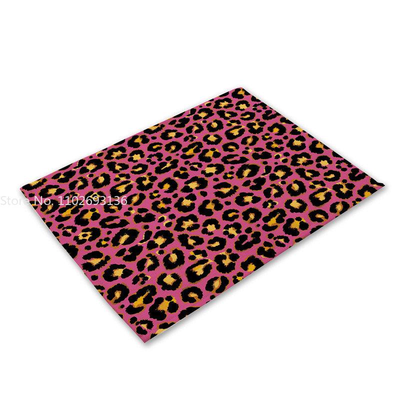 Anti-scalding Table Mats Leopard Print Linen Placemats For Kitchen Table Cup Coasters Placemat For Dining Table