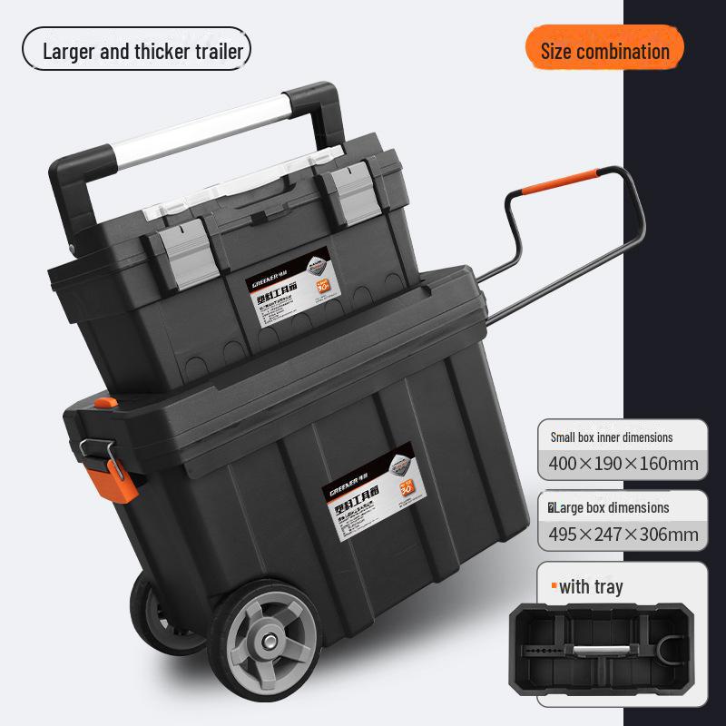 "Green Forest Portable Wheeled Tool Storage Box: Large, Multifunctional Household and Electrical Hardware Organizer"