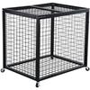 Rolling Sports Ball Storage Cart, Lockable Basketball Cage with Double Lids, Sport Equipment Holder Organizer for Indoor Outdoor, Steel Storage Rack