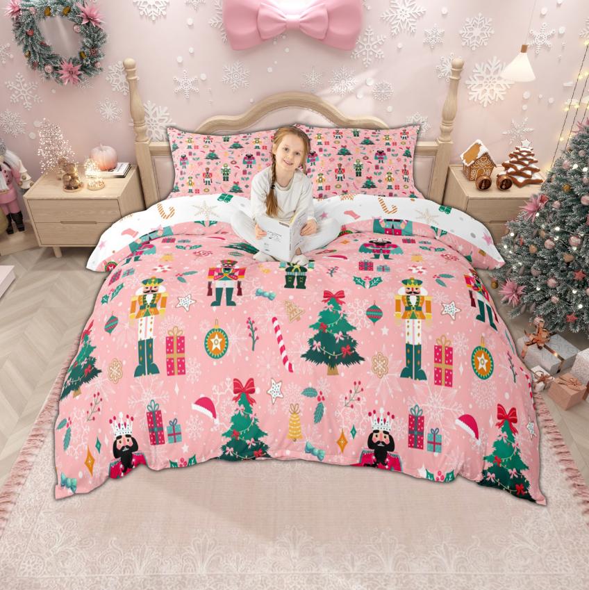 

Одеяло Homewish Kids Щелкунчик 2 шт./3 шт. Для девочек и мальчиков С Рождеством Xmas Постельное белье Рождественская елка Принт Постельный комплект Comforter (quilt)-EU Single(135*200cm)3pcs