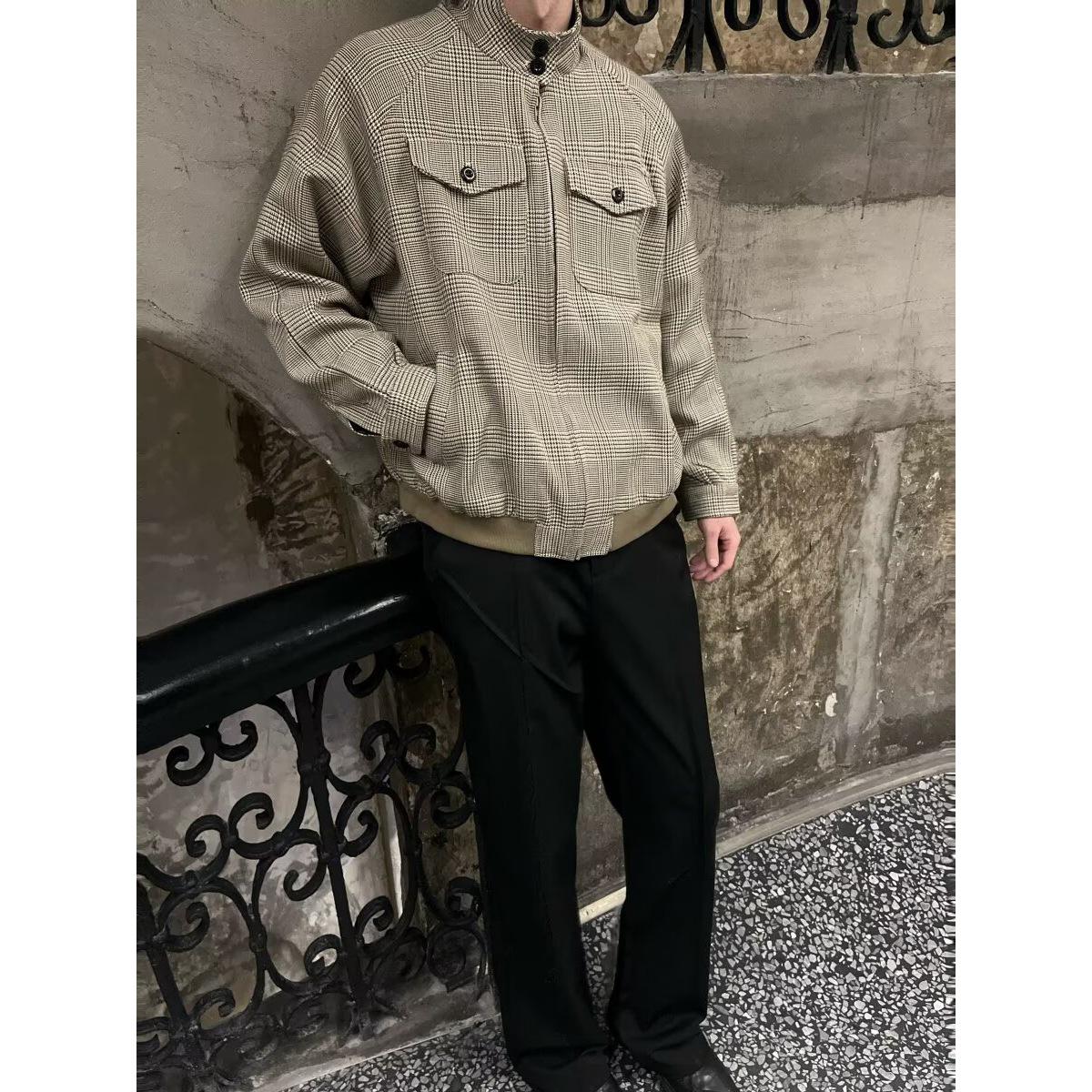 Trendy Houndstooth Harrington Jacket - Versatile High-Quality Japanese Style Fashion M коричневый