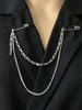 Punk Pendant Double Chain Brooch for Woman and Man Street Fashion Accessories Decoration Hip Hop Suit Jewelry Trendy Accessories